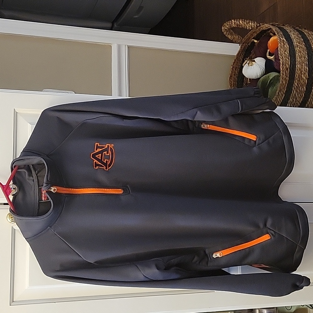 Genuine Stuff Auburn Tigers blue orange 1/4 zip long slv shirt 2 pocket L EUC…